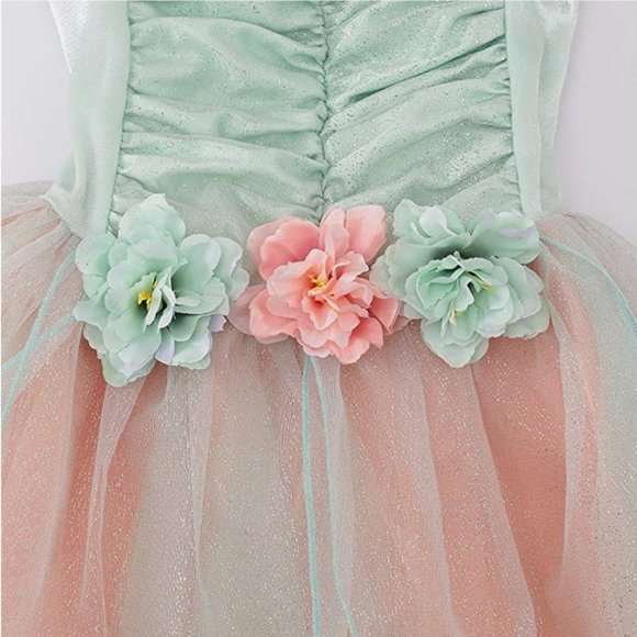 NWT Fairy Costume Dress for Girls, Green Princess Flower Girl Dress, Tutu Dress - Picture 6 of 10